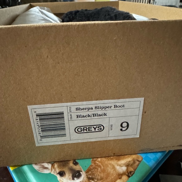 GREYS Sherpa Fleece Slipper Boot in Black/Black men’s sz 9 NIB - Picture 3 of 3